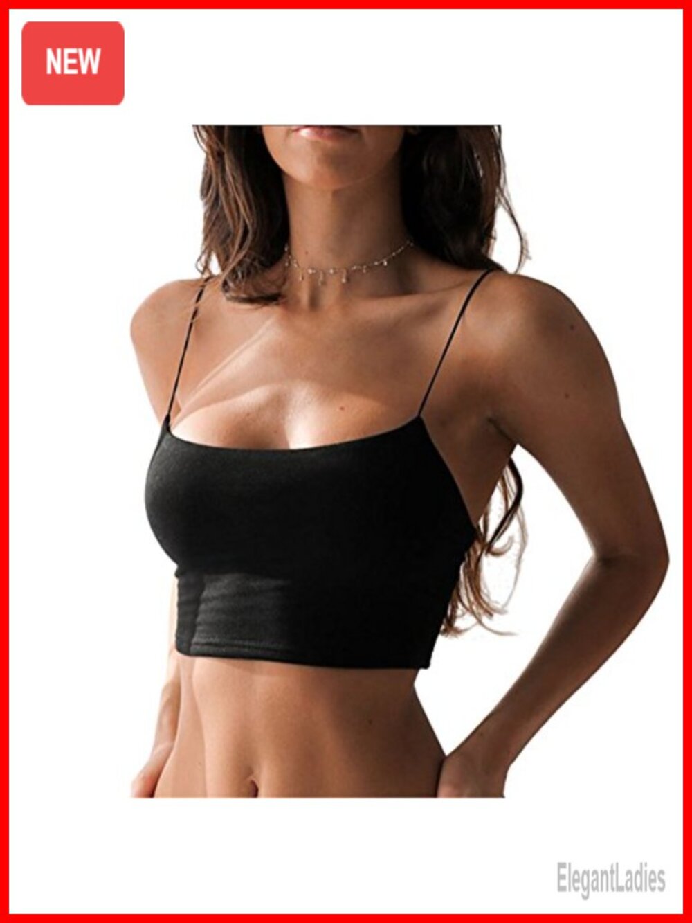 Women's Cotton Spandex Crop Cami Top Spaghetti Strap Sleeveless Summer